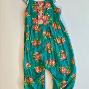 Gently Used Matild Jane floral romper - Teal and Pink Size 8